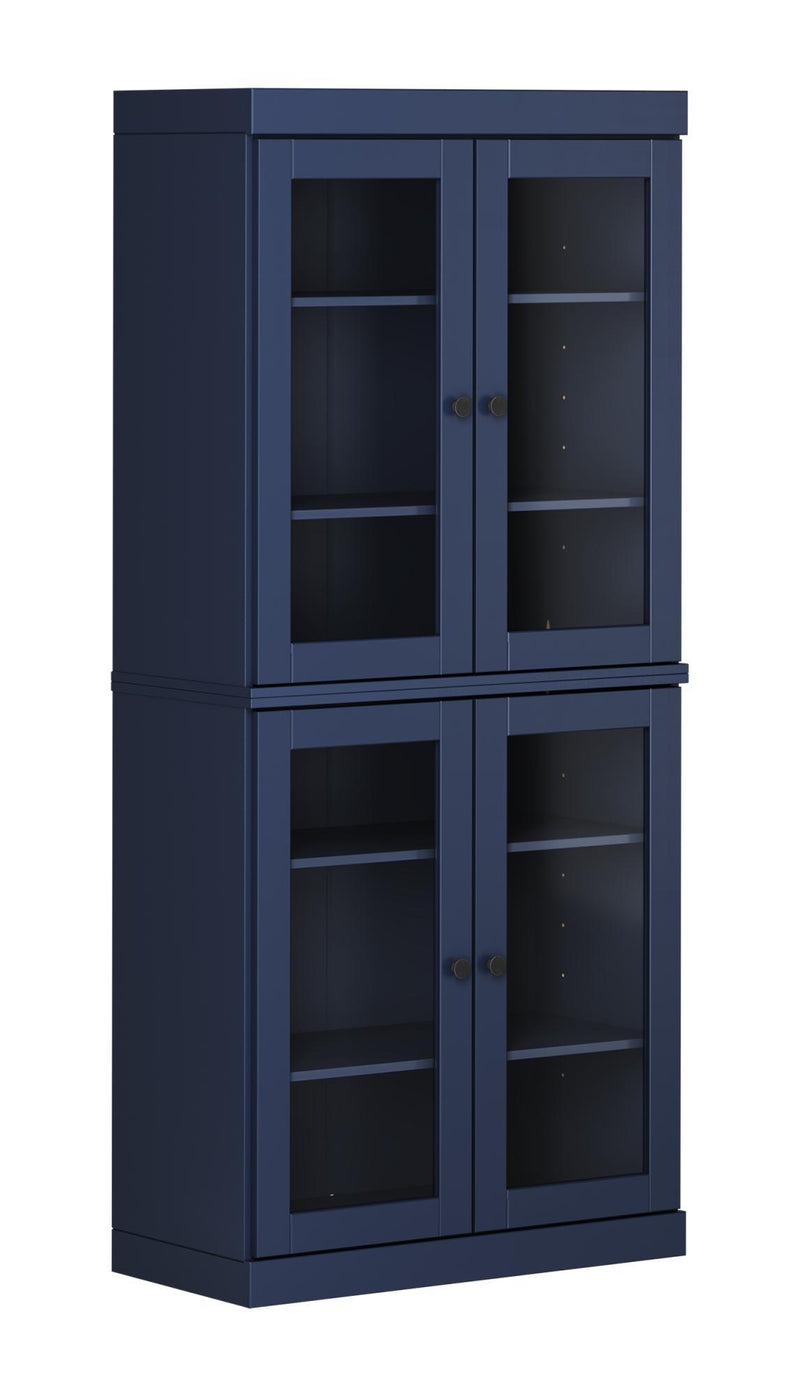 Adjustable Six Tier Library Bookcase With Four Doors (745698) - Navy Blue