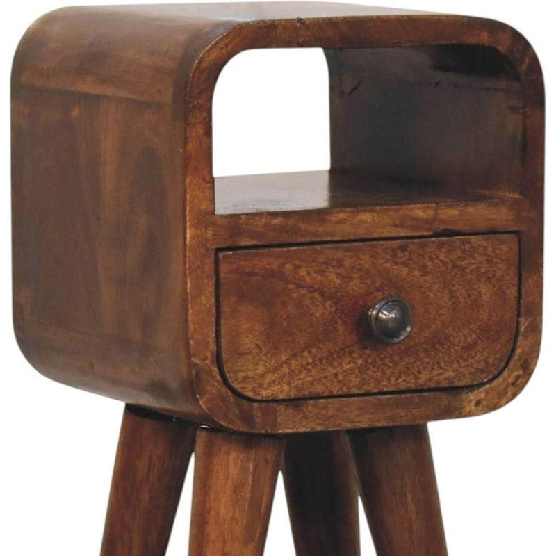 16" Solid Wood Oval One Drawer Nightstand - Chestnut