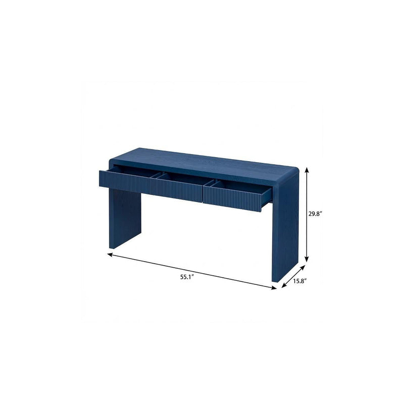 Double Pedestal Console Table With Three Drawers - Navy Blue