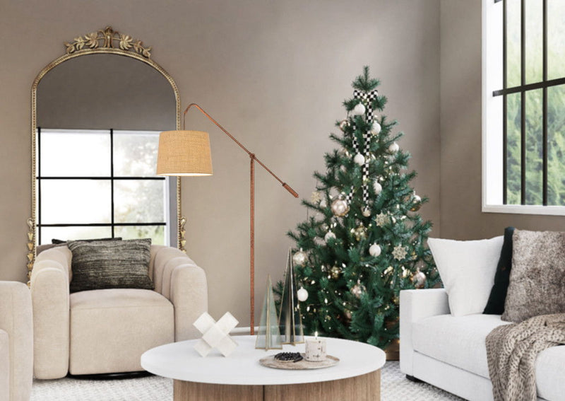 Adjustable Traditional Shaped Floor Lamp With Rust Drum Shade - Rust