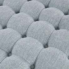 Load image into Gallery viewer, Skirted Tufted Round Ottoman With Button Top - Gray
