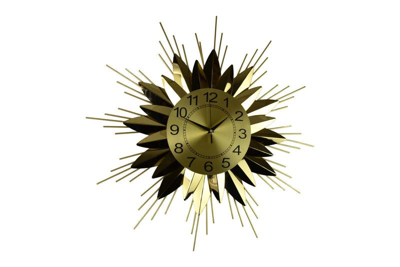Silent Analog Starburst Wall Clock (626531) - Gold / Black