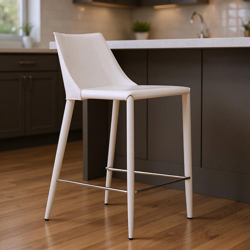 Steel Low Back Counter Height Bar Chair - White