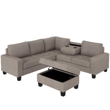 Load image into Gallery viewer, Orisfur. Sectional Corner Sofa L-shape Couch Space Saving with Storage Ottoman &amp; Cup Holders Design for Large Space Dorm Apartment
