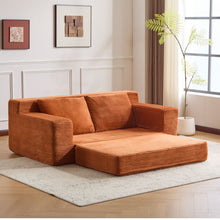 Load image into Gallery viewer, Loveseat Sofa, Comfortable Deep Seat Sofa Bed, Modern Small Corduroy Couch For Living Room Bedroom,Reversible Cushion With Pillows,No Assembly Required,Orange
