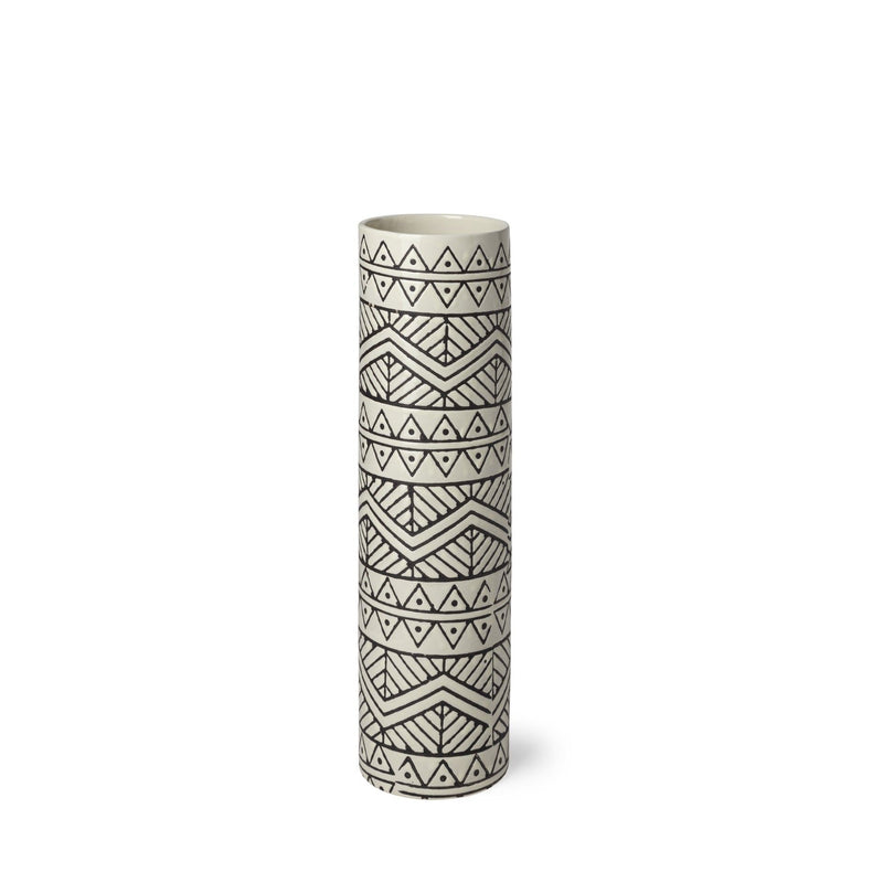 Geometric Cylinder Table Vase - Cream