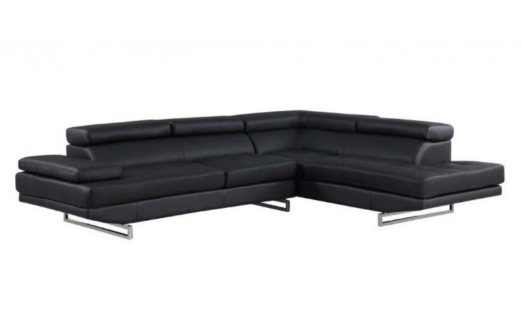 Leather L Shaped 2 Piece Corner Sectional - Black