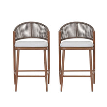 Load image into Gallery viewer, Outdoor 26&quot; Counter Height Metal Frame Counter Stools With Scallop Shaped Backrest &amp; Water Resistant Cushions
