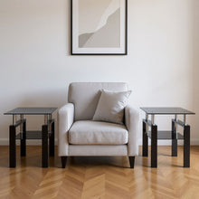 Load image into Gallery viewer, Glass Metal Square End Tables With Shelf (Set of 2) - Black
