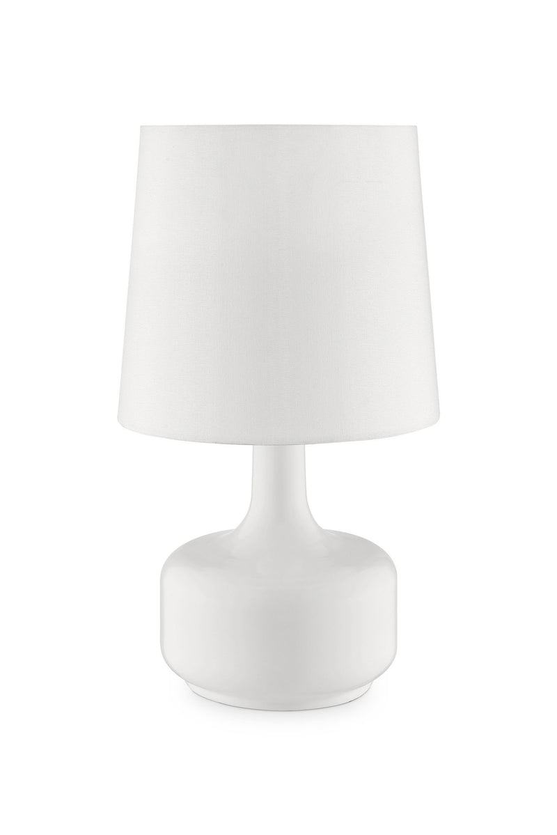 17" Metal Bedside Table Lamp With Shade - White