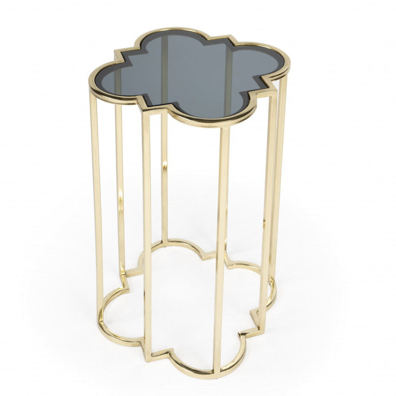 Glass Free Form End Table - Gold And Black