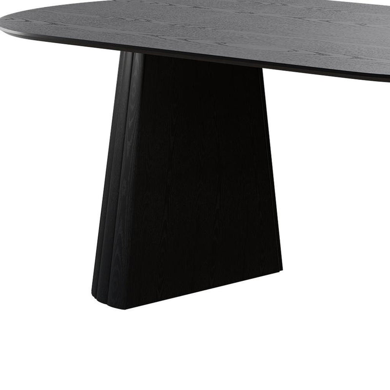 Double Pedestal Base Oval Dining Table - Black