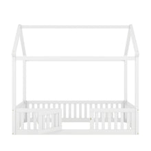 Load image into Gallery viewer, Wood House Bed With Fence And Door

