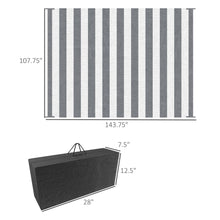 Load image into Gallery viewer, Outsunny - Reversible Outdoor Rug, 9' x 12' Waterproof Plastic Straw Floor Mat, Portable Rv Camping Carpet With Carry Bag, Large Floor Mat For Backyard, Deck, Picnic, Beach - Gray &amp; White Striped
