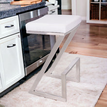 Load image into Gallery viewer, Iron Backless Counter Height Bar Chair - White / Silver
