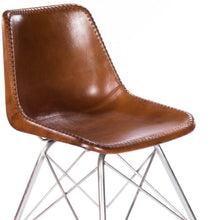 Load image into Gallery viewer, Faux Leather Side Chair - Brown / Silver
