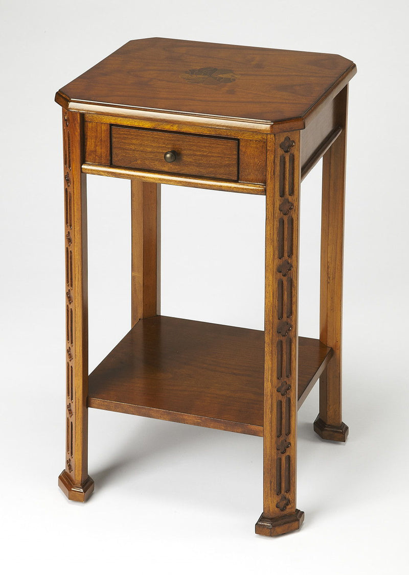 Ash Manufactured Wood Rectangular End Table With Drawer And Shelf - Medium Brown And Olive