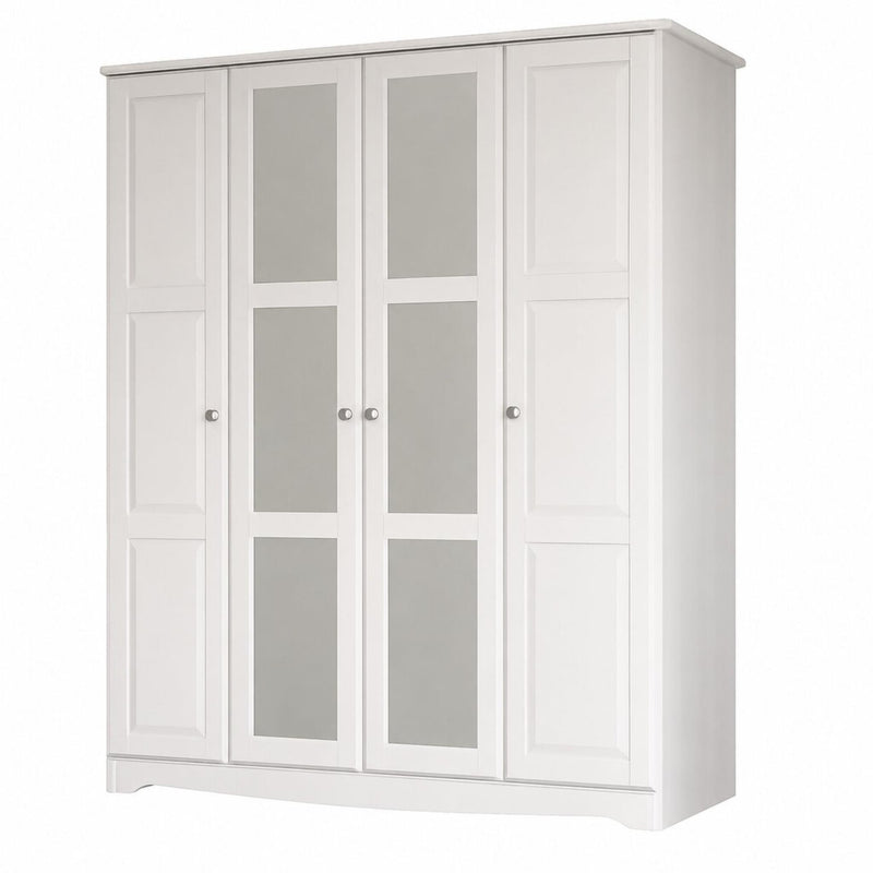 Solid Wood Mirrored Four Door Combo Dresser (765071) - White