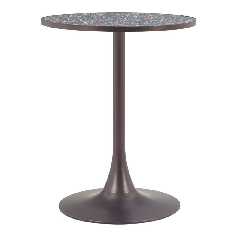 24" Wood And Steel Pedestal Base Round Top Dining Table - Black