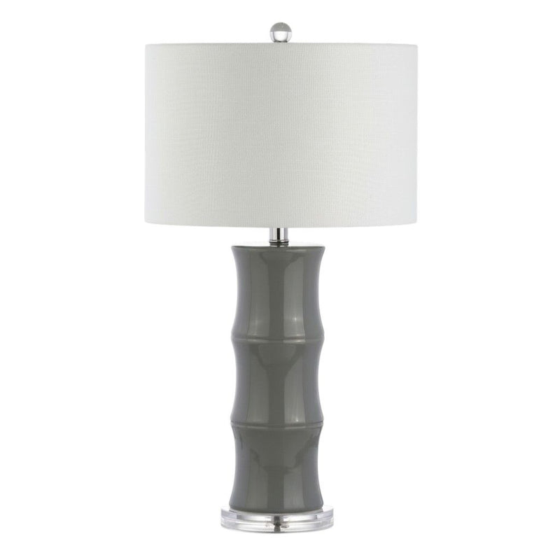 Gourd Bedside Lamp With Drum Shade - Gray