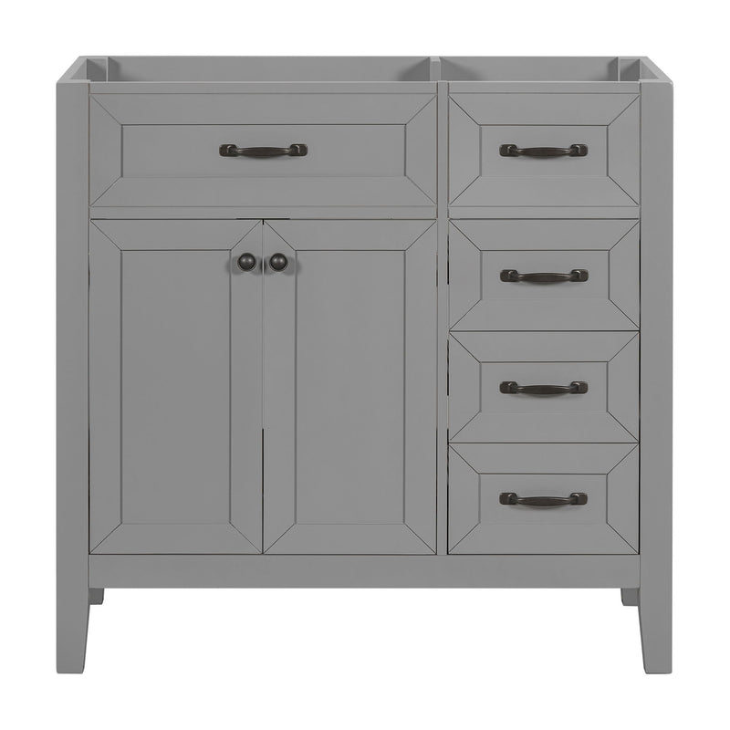 Modern Bathroom Vanity Base Only, 2 Doors And 3 Drawers