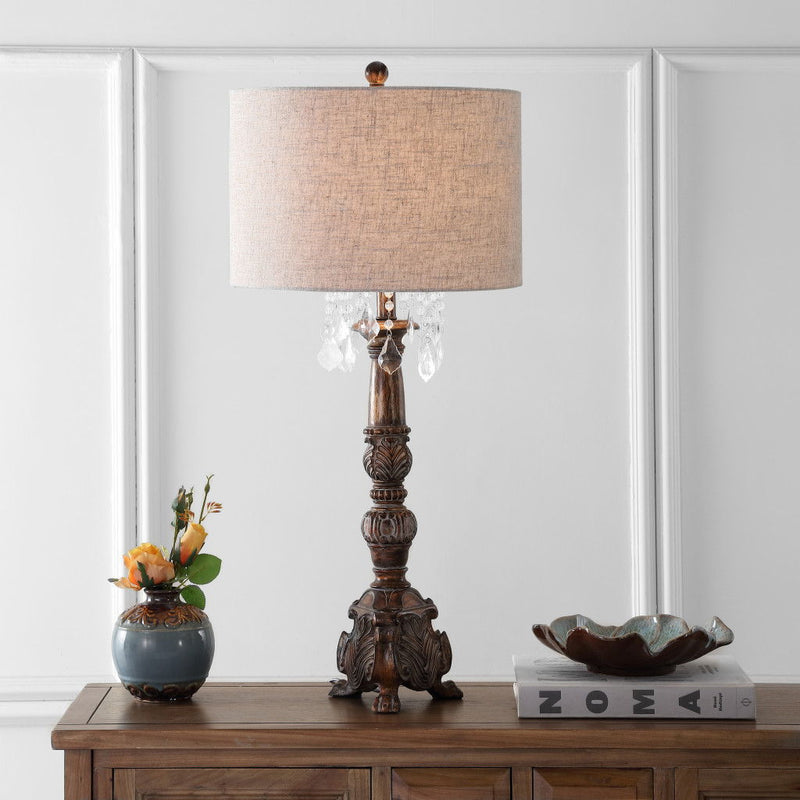 34" Novelty Table Lamp With Drum Shade - Brown