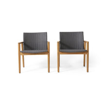 Load image into Gallery viewer, Tranquilize - Outdoor Wooden Club Chair With Woven Wicker Seat And Back (Set of 2) - Light Brown
