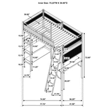 Load image into Gallery viewer, William - Twin Loft Bed 3 Shelf With Built In Desk - Matte Black
