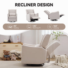 Load image into Gallery viewer, Wide Wingback Swivel Glider Rocker Recliner Chair
