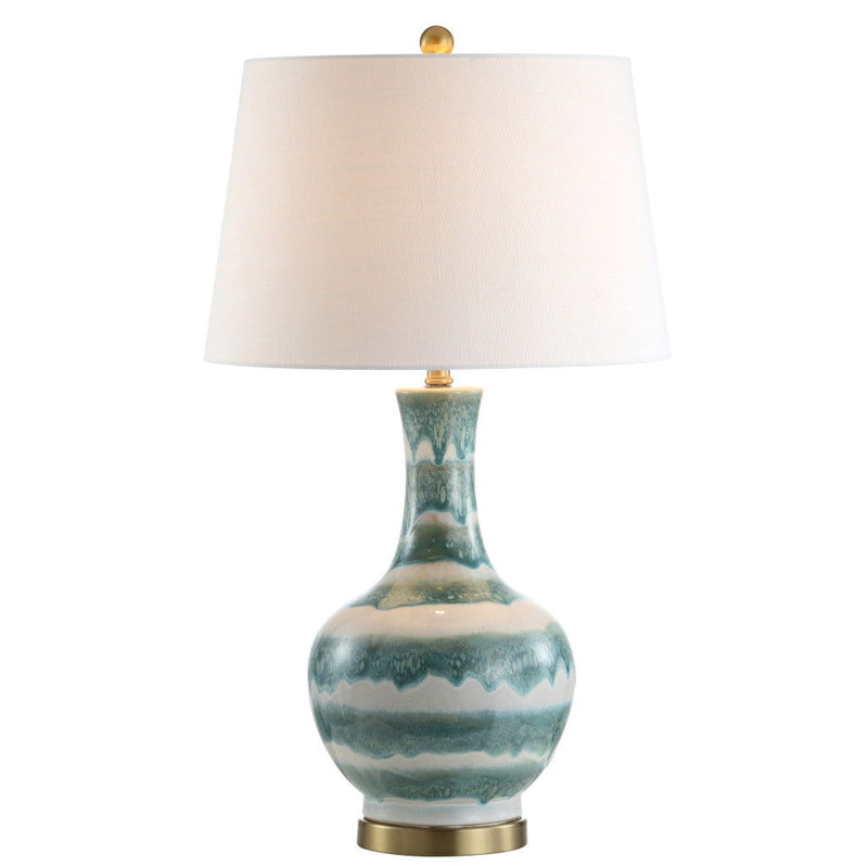 Round Table Lamp With Globe Shade - Green