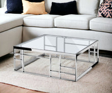 Load image into Gallery viewer, Glass Square Coffee Table - Silver And Clear
