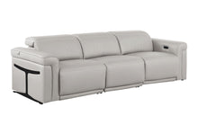 Load image into Gallery viewer, Top Grain Leather Reclining Metal USB Sofa (720360) - Light Gray
