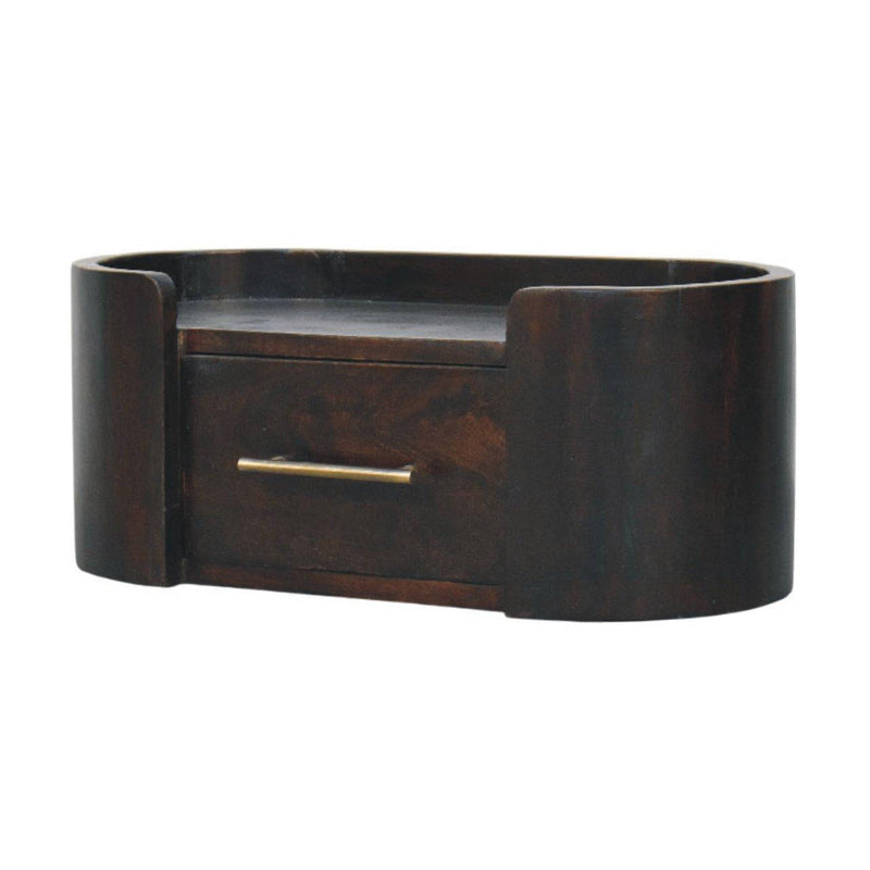 Solid Wood One Drawer Floating Nightstand - Mocha