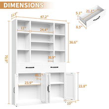Load image into Gallery viewer, Industrial Bookcase Tall With Adjustable Shelves, Drawers &amp; Doors
