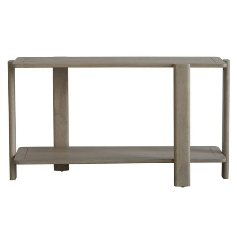 54" Solid Wood Distressed Console Table With Shelf - Natural