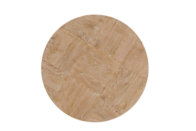 Solid Wood Round Pedestal End Table (723201) - Brown