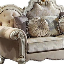 Load image into Gallery viewer, Velvet Loveseat And Toss Pillows - Gold / Pearl
