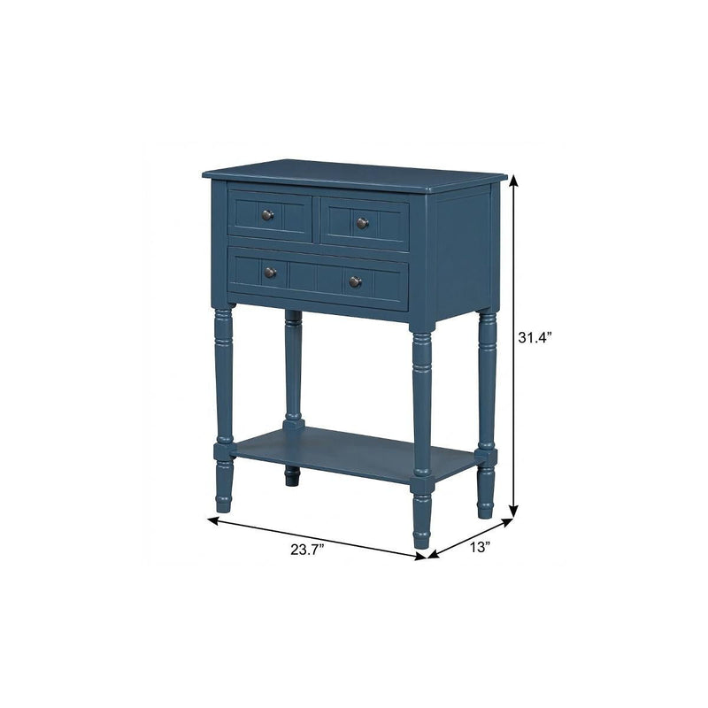 Console Table With Shelf Three Drawers - Navy Blue