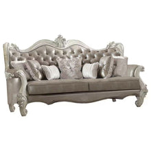 Load image into Gallery viewer, Faux Leather Sofa And Toss Pillows With Bone Legs - Gray
