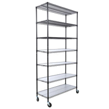 Load image into Gallery viewer, 7 Tier Metal Shelf Wire Shelving Unit, 2450Lbs Heavy Duty Adjustable Storage Rack With Wheels &amp; Shelf Liners For Closet Kitchen Garage Basement Commercial Shelving
