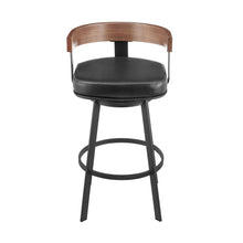 Load image into Gallery viewer, 30" Faux Leather And Iron Low Back Height Swivel Bar Chair - Black And Brown
