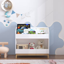 Load image into Gallery viewer, Bookcase Organizer With Storage, 3 Tier Toddler Book Display Shelf For Playroom - White
