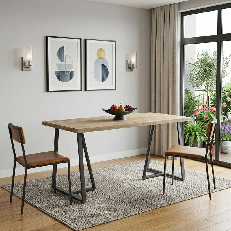 Frame Base Dining Table - Brown / Black