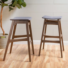 Load image into Gallery viewer, Mid Century Modern Bar Stool Set With Upholstered Seating
