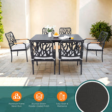 Load image into Gallery viewer, Outdoor Patio Furniture Dining Set With Sunbrella Fabric, Rectangular Table With Umbrella Hole
