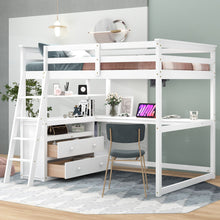 Load image into Gallery viewer, Modern Loft Bed With Built In Desk, Shelves, And 2 Drawers
