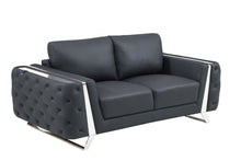Load image into Gallery viewer, Genuine Leather Loveseat - Dark Gray / Silver
