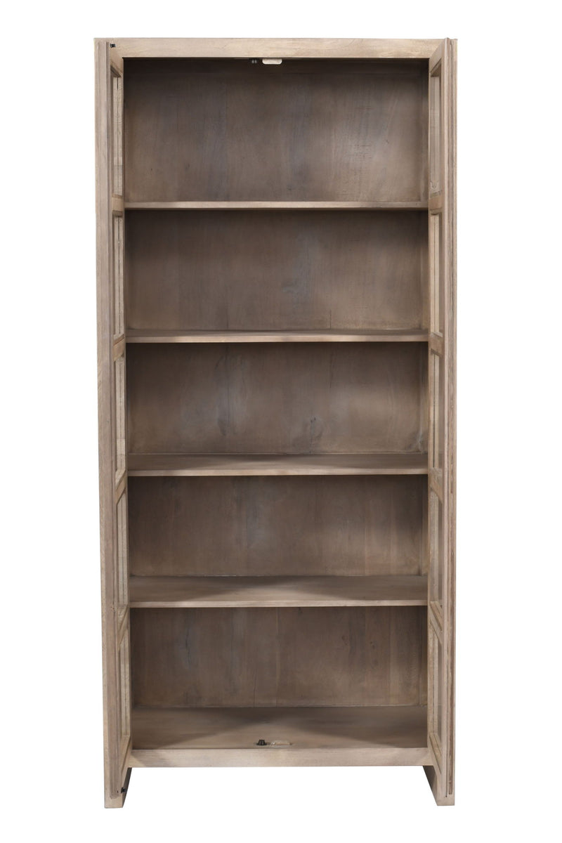 91" Distressed Solid Wood Frame Accent Cabinet With Two Doors - Ivory