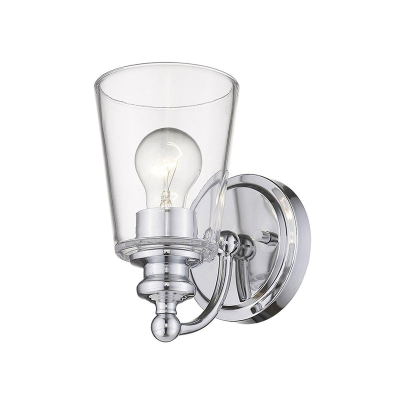 One Light Glass Shade Wall Sconce - Silver