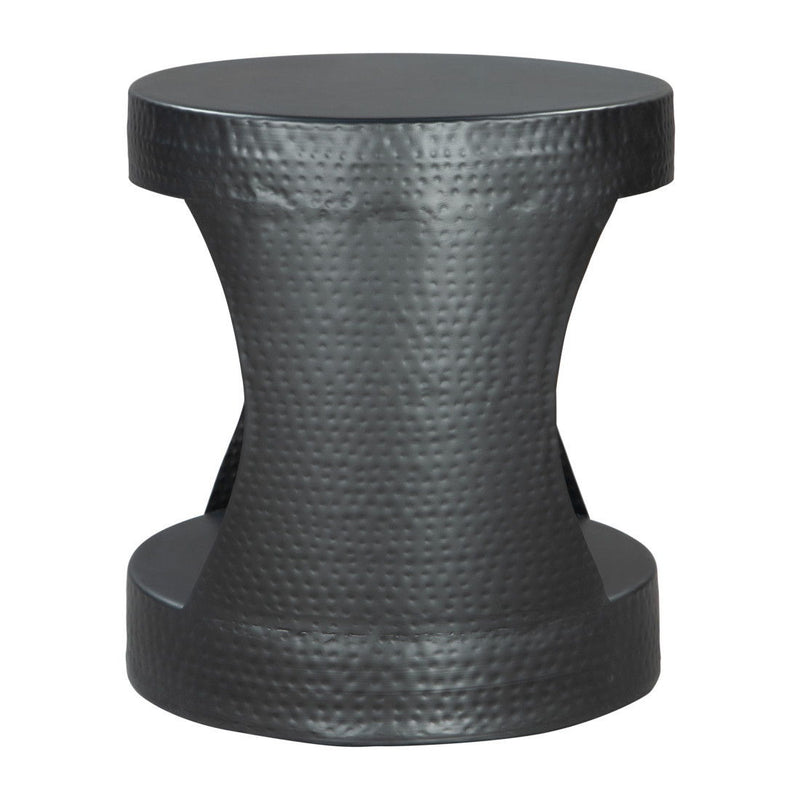 20" Iron Round Floor Shelf End Table - Black
